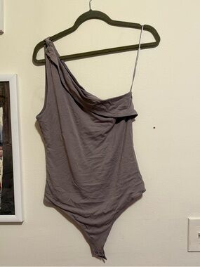 Abercrombie & Fitch One-Shoulder Taupe Bodysuit